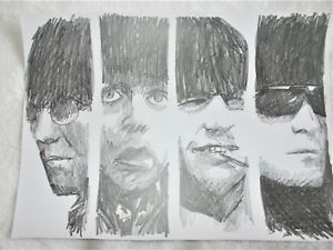 300x225 A4 Art Graphite Pencil Sketch Drawing The Beatles Fab Four Band - The Beatles Sketch