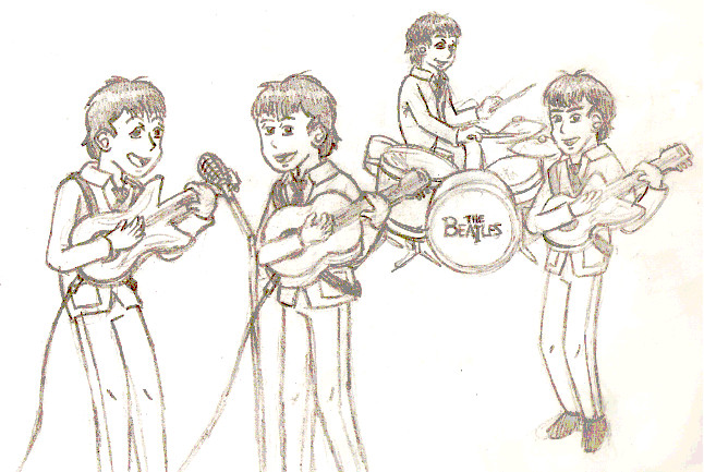 646x433 The Beatles Sketches Non Color By Cartoonsilverfox - The Beatles Sketch