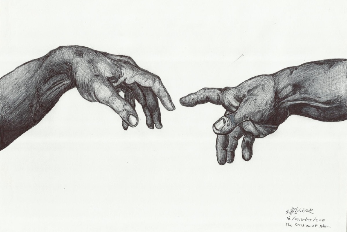 1198x800 Fan Art Friday - The Creation Of Adam Sketch