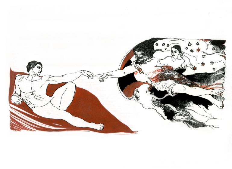 770x562 Michelangelo The Creation Of Adam Drawing By Bohdan Rodyuk Chekan - The Creation Of Adam Sketch