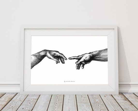 570x456 The Creation Of Adam Sketch Etsy - The Creation Of Adam Sketch