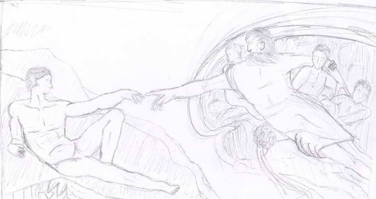 756x400 Creation Of Adam Sketch By Torchwoodwerewolf - The Creation Of Adam Sketch