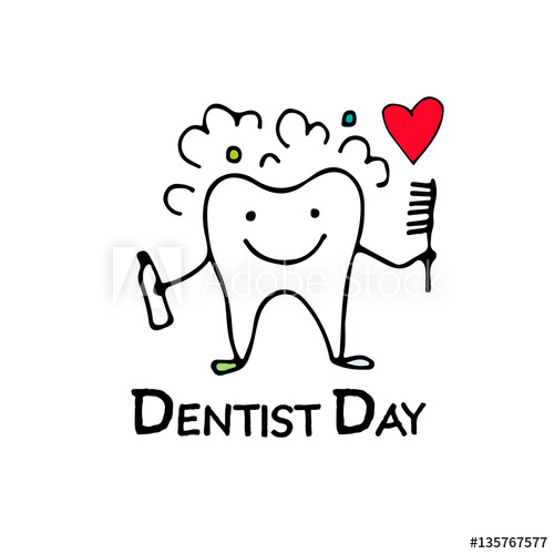 500x500 Dentist Day, Tooth Character Sketch For Your Design - The Dentist Sketch