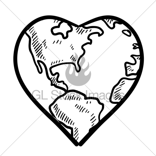500x500 Love For The Earth Sketch Gl Stock Images - The Earth Sketch