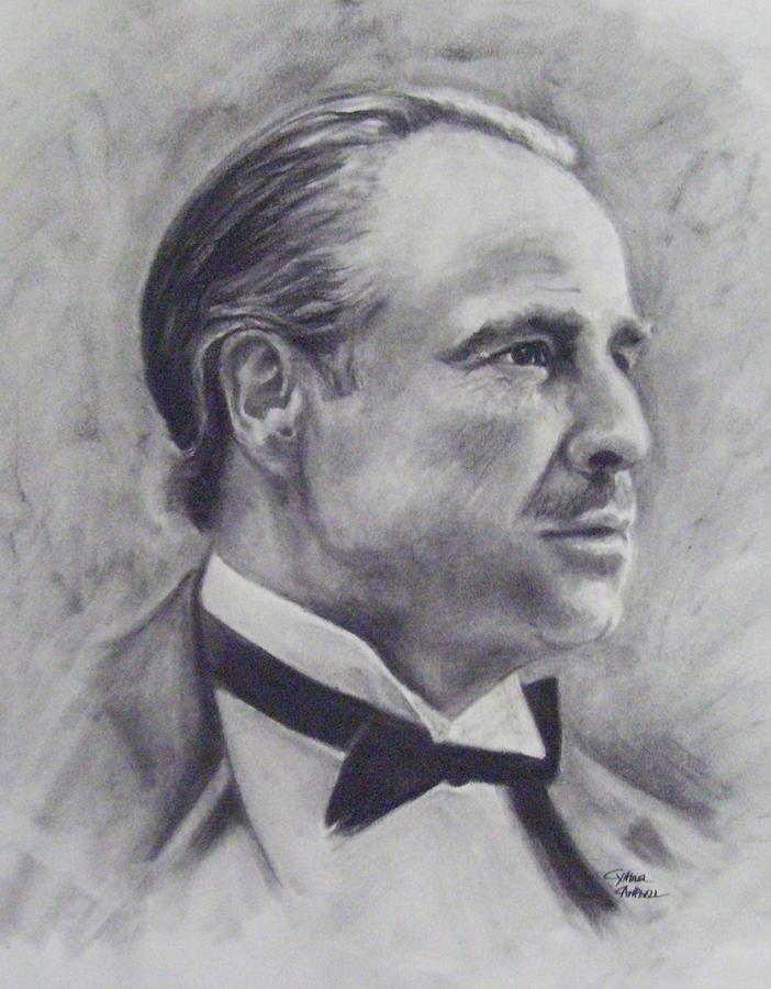 702x900 The Godfather Drawing By Cynthia Campbell - The Godfather Sketch
