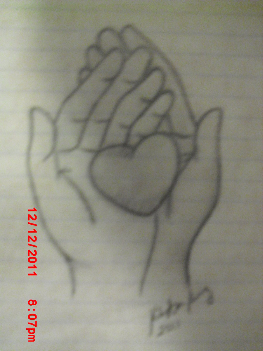 900x1200 Hands Holding A Heart Drawing - The Heart Sketch