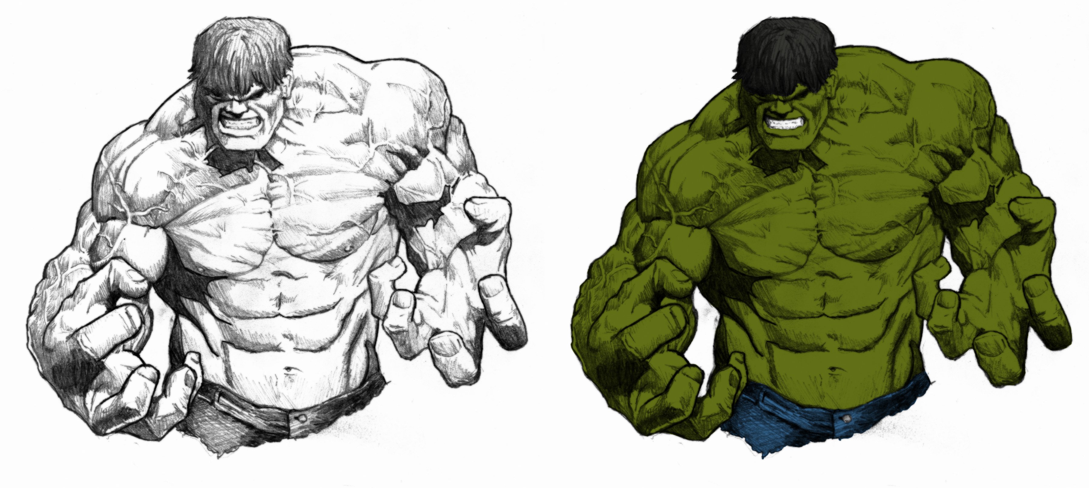 3596x1612 Hulk Sketch By ~scrove Colorize Me - The Hulk Sketch
