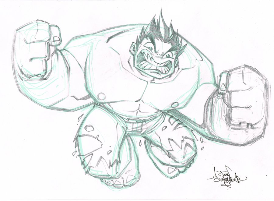 900x660 Original Art Chibi Hulk Sketch The Red J Art Store - The Hulk Sketch