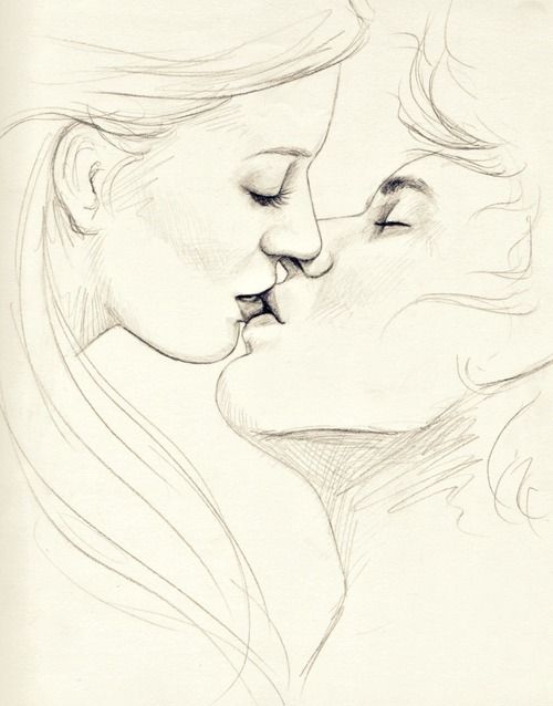 500x638 Two People Kissing Drawing - The Kiss Sketch