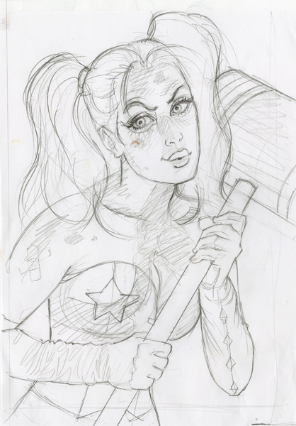 418x600 Harley Quinn - The Kiss Sketch