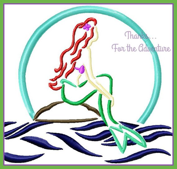 570x545 Ariel From The Little Mermaid Sketch Digital Embroidery Etsy - The Little Mermaid Sketch