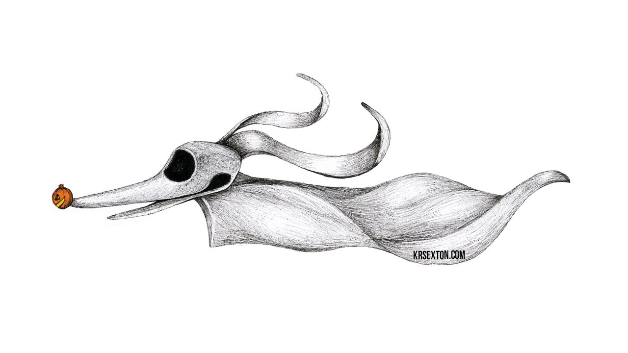 1280x720 Timelapse Zero Of Nightmare Before Christmas Pen And Ink Drawing - The Nightmare Before Christmas Sketch