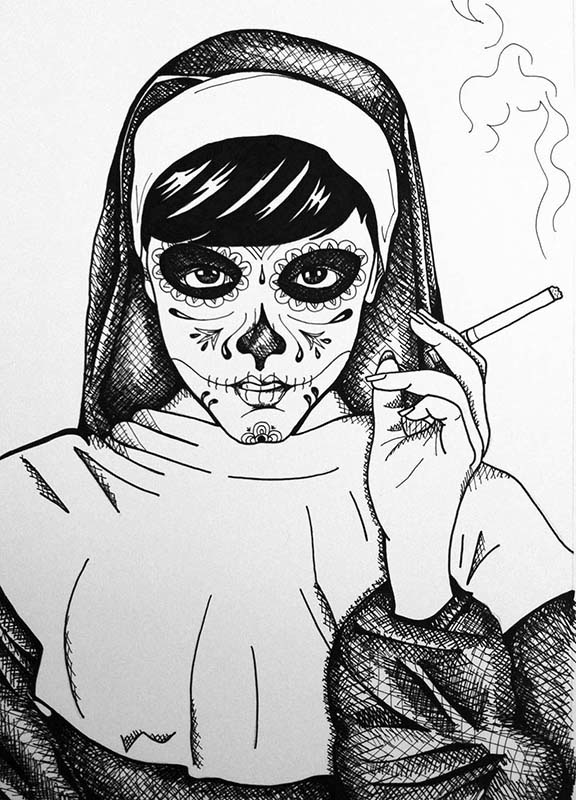 576x800 Smoking Nun On Behance - The Nun Sketch