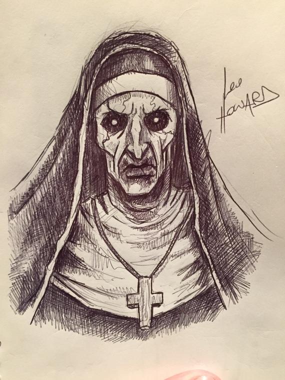 570x760 Valak The Nun 5.5x8.5 Original Pen Sketch By Lee Etsy - The Nun Sketch