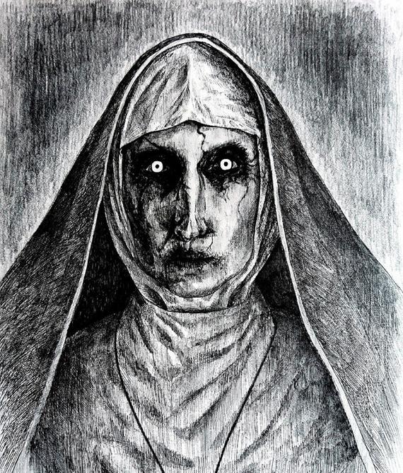 570x669 Valak. The Conjuring. The Nun. Original Drawing. Halloween. Etsy - The Nun Sketch