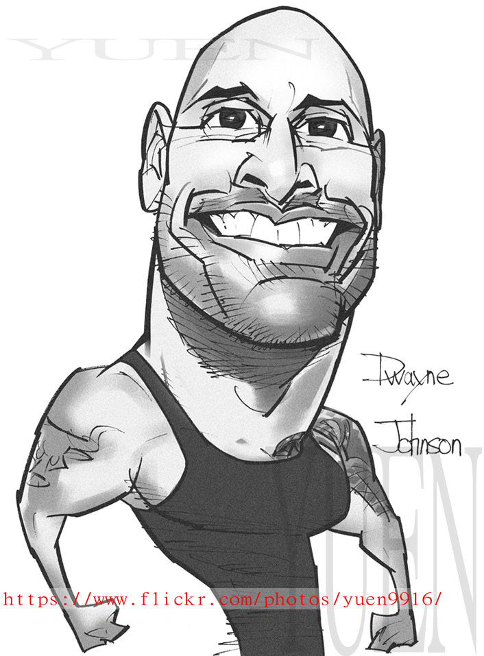706x957 Dwayne Johnson Comic Portrait Sketch The Rock American - The Rock Sketch