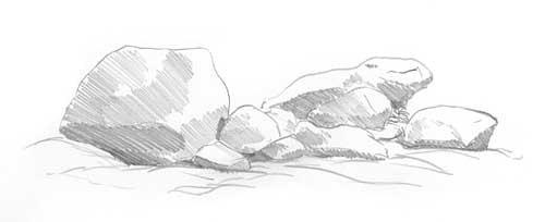 500x204 Drawing Rocks - The Rock Sketch