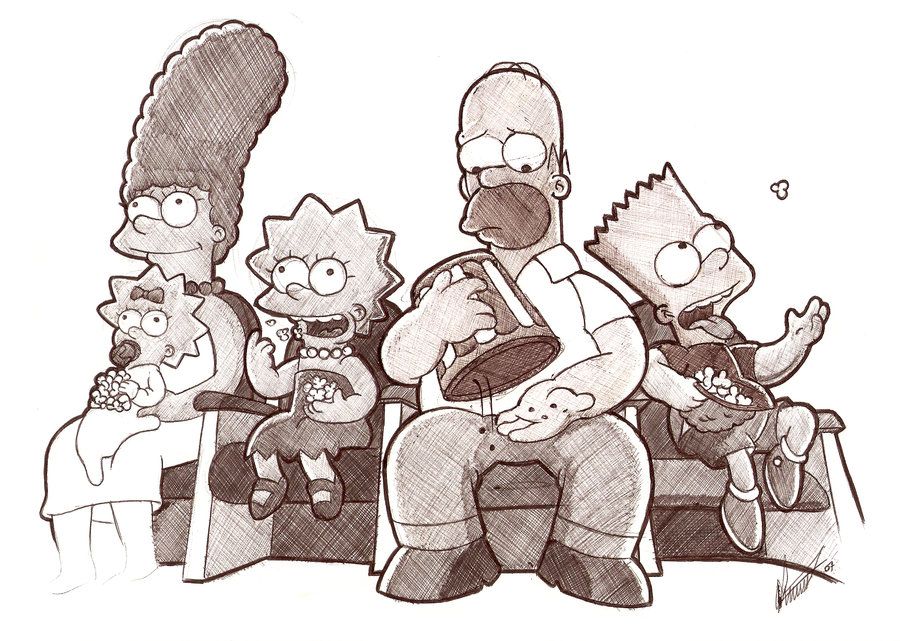 900x641 Simpsons Sketch P By Craig On @ - The Simpsons Sketch