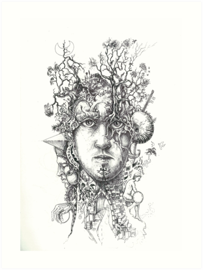 413x549 The Thinker, Drawing Day 6609 Art Prints By Jedika Redbubble - The Thinker Sketch