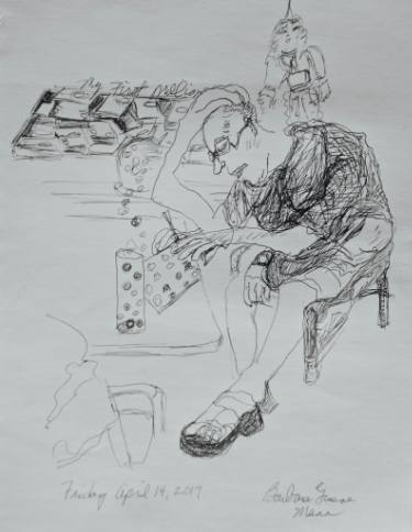 375x484 The Thinker Drawing By Barbara Mann Saatchi Art - The Thinker Sketch