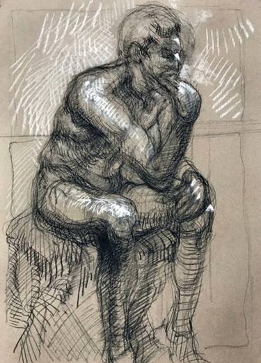 375x521 The Thinker Drawing By Shant Beudjekian Saatchi Art - The Thinker Sketch