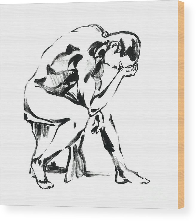 656x740 The Thinker Wood Print By Konstantin Boreo - The Thinker Sketch