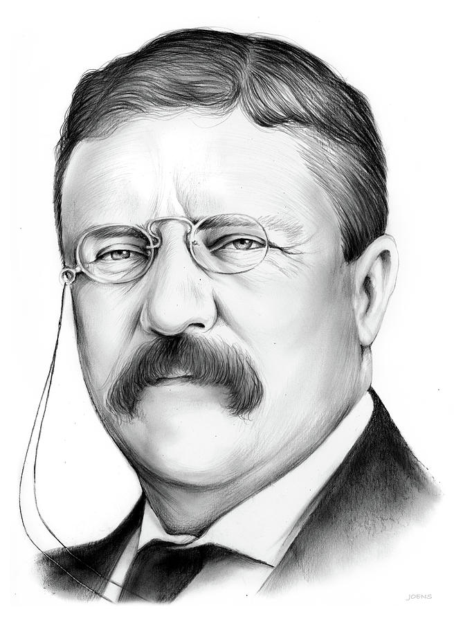 669x900 President Theodore Roosevelt Drawing By Greg Joens - Theodore Roosevelt Sketch