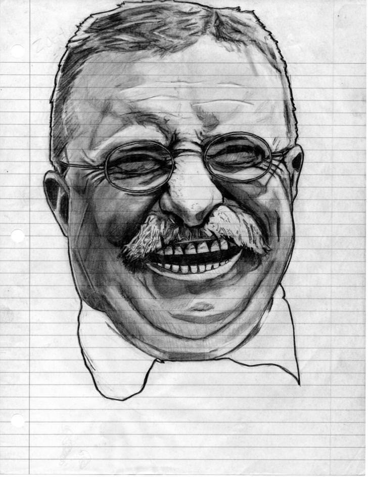 728x942 Teddy Roosevelt Drawing - Theodore Roosevelt Sketch