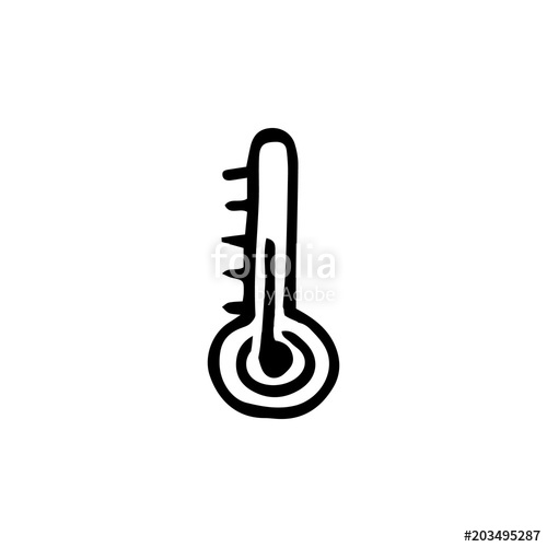 500x500 Handdrawn Doodle Thermometer Icon. Hand Drawn Black Sketch. Sign - Thermometer Sketch