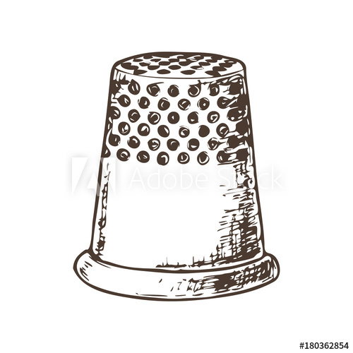 500x500 Thimble For Sewing, Sketch Illustration Of Accessories For Sewing - Thimble Sketch