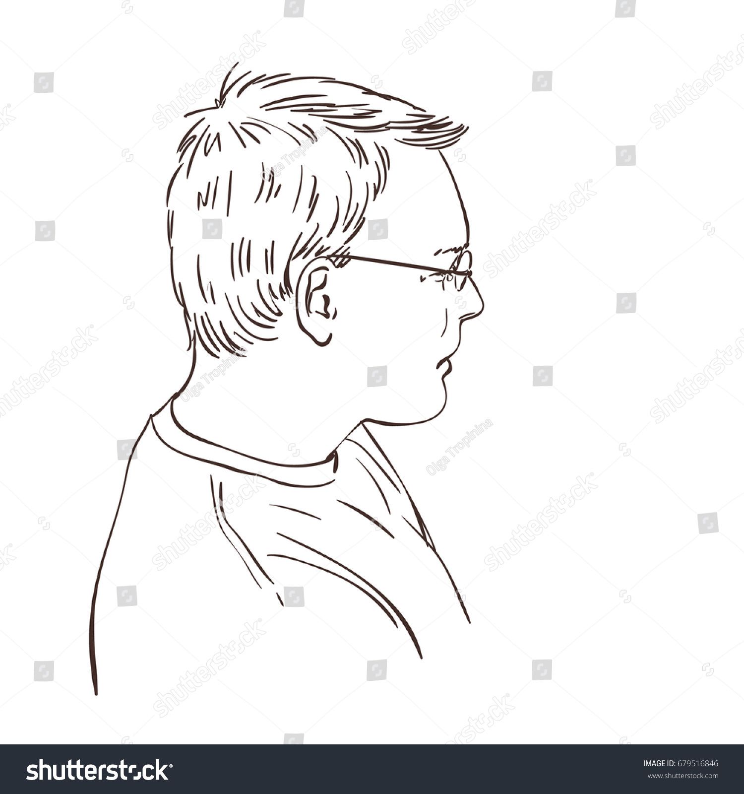 1500x1600 Sketch Of Thinking Man Side View, Hand Drawn Vector Illustration - Thinking Man Sketch