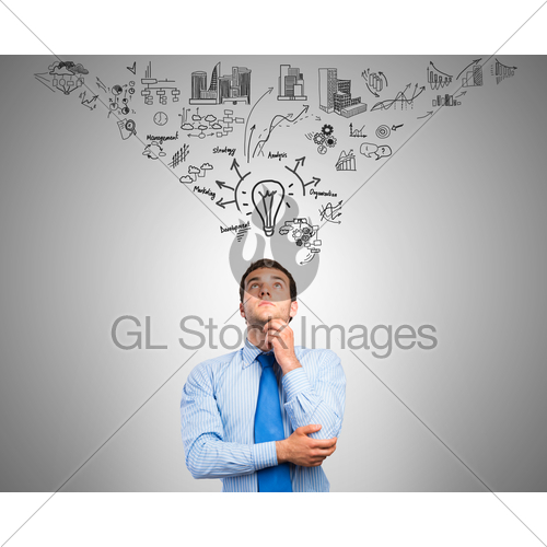 500x500 Thinking Business Man Gl Stock Images - Thinking Man Sketch