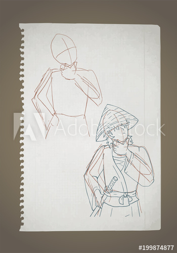 350x500 Samurai Thinking Sketch - Thinking Sketch