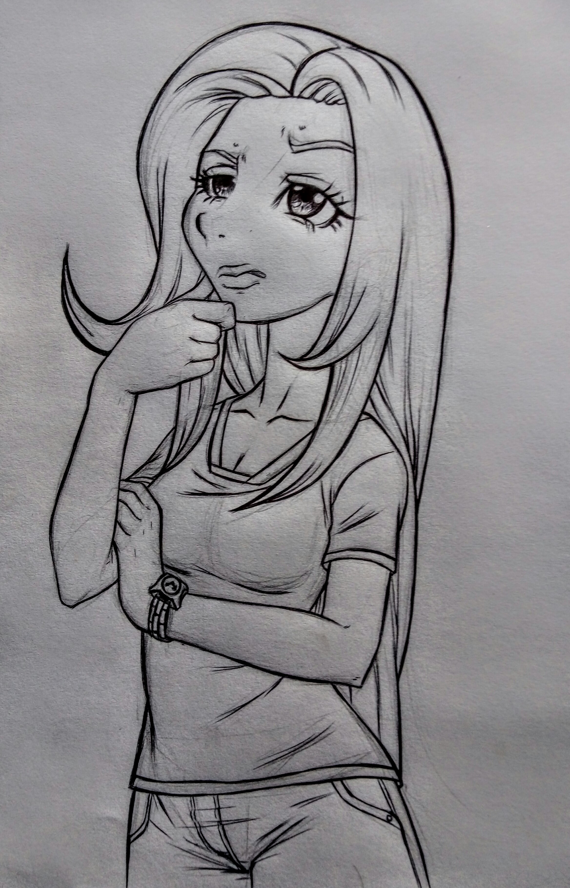 2336x3640 Girl Thinking Sketch By Gustavonovacriatura - Thinking Sketch