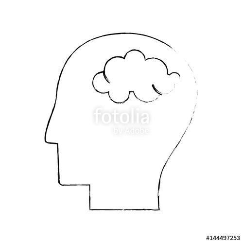 500x500 Head Human Brain Thinking Sketch Vector Illustration Eps 10 Stock - Thinking Sketch