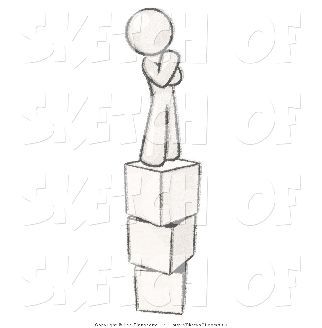 1024x1044 Drawing Of A Sketched Design Mascot Thinking And Standing On A - Thinking Sketch
