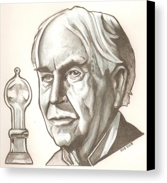 678x742 Thomas Edison Drawing Canvas Print Canvas Art By Robert Crandall - Thomas Edison Sketch