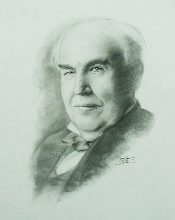 600x752 Portrait Of Thomas Edison - Thomas Edison Sketch