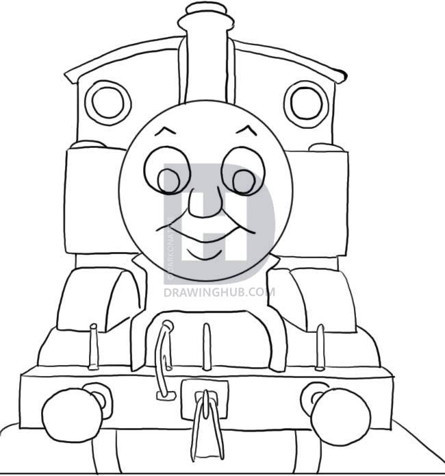 650x695 How To Draw Thomas The Tank Engine, Step By Step, Drawing Guide - Thomas The Tank Engine Sketch