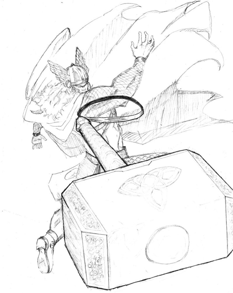 798x1002 Thor Hammer Toss By Bombadere - Thor Hammer Sketch