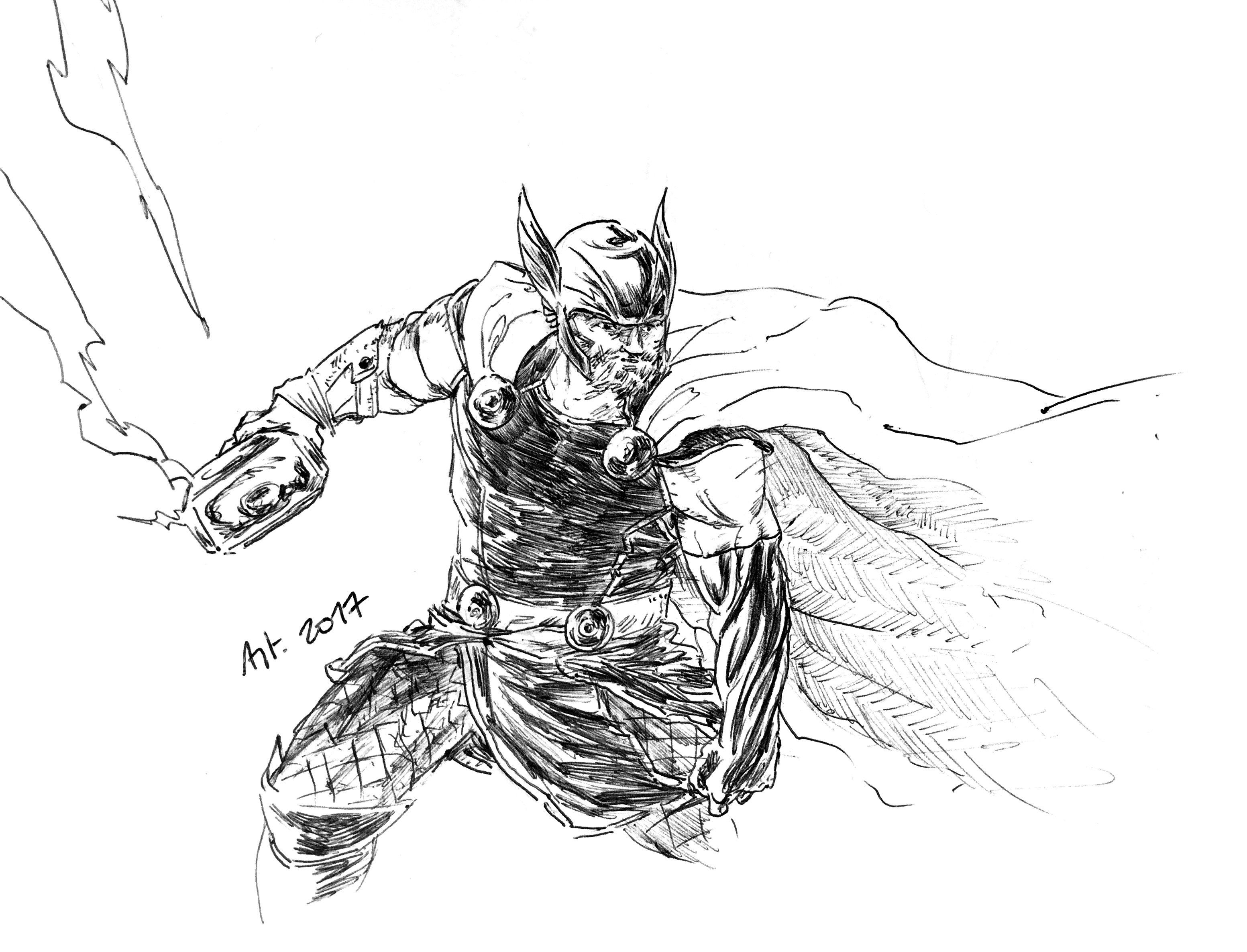 3106x2371 Oc] Thor Sketch Marvel - Thor Sketch