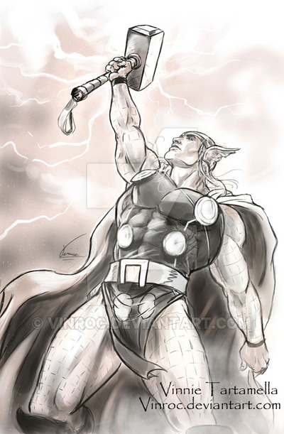 400x611 The Mighty Thor Sketch By Vinroc - Thor Sketch