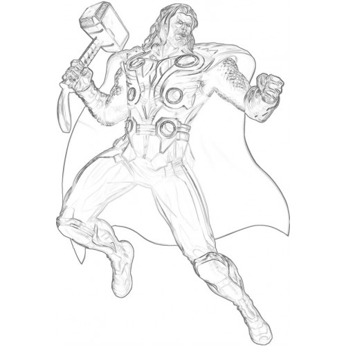 500x500 Thor 1 Sketch For Canvas Painting - Thor Sketch