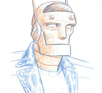 420x381 Nick Derington Sketching Robotman On Sketching Spotlight - Thought Bubble Sketch