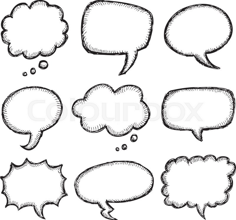 800x746 Hand Drawn Comic Speech Bubble Set Stock Vector Colourbox - Thought Bubble Sketch