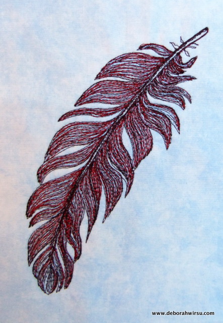 443x640 Thread Sketching In Action No 14 Stylish Feather Design With 3 - Thread Sketching