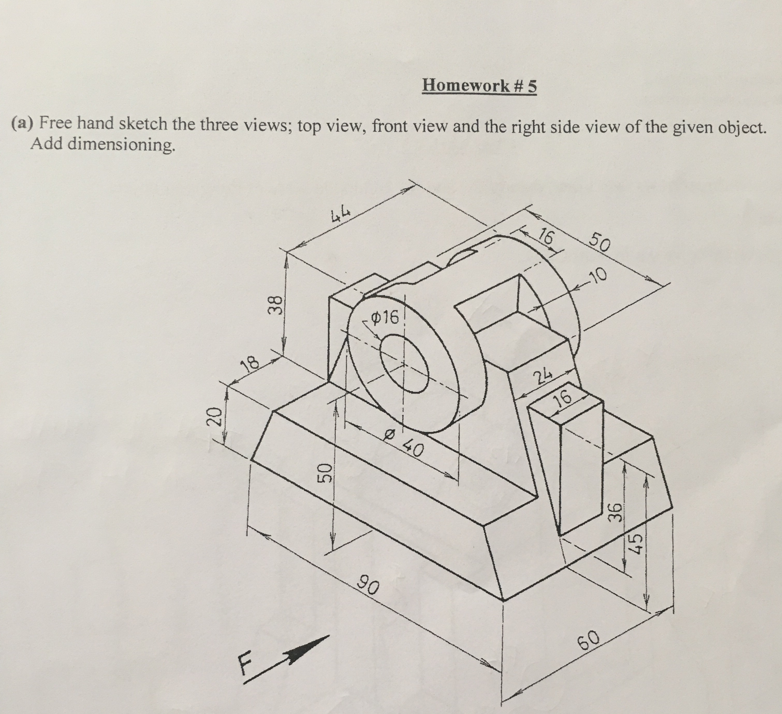 2500x2281 Solved Free Hand Sketch The Three Views Top View, Front - Three Sketch