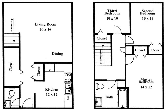 672x452 Two Bedroom Sketch - Three Sketch