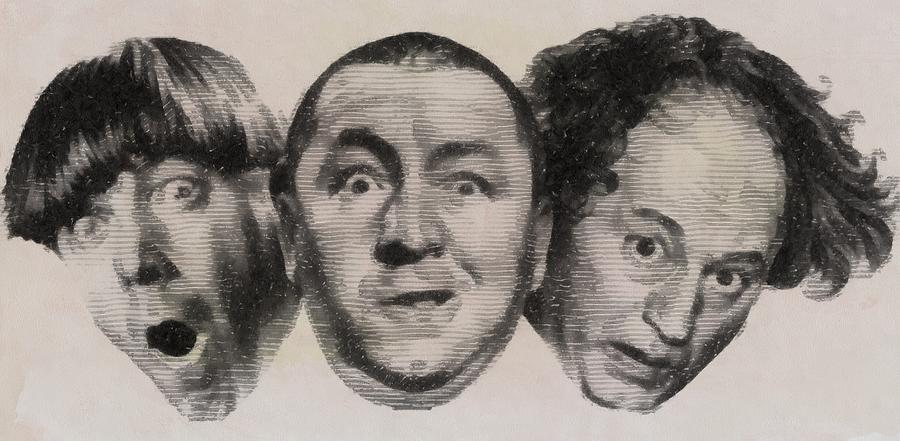 900x441 The Three Stooges Hollywood Legends Drawing By John Springfield - Three Stooges Sketch