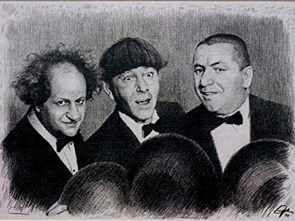 425x319 Three Stooges Sketch Portrait, Charcoal Graphite - Three Stooges Sketch